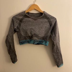 Cropped gray gymshark workout top